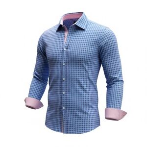 Parc 81 Dress Shirt Men 2XL Double Button Flip Cuff. Purple, Teal and Pink Plaid